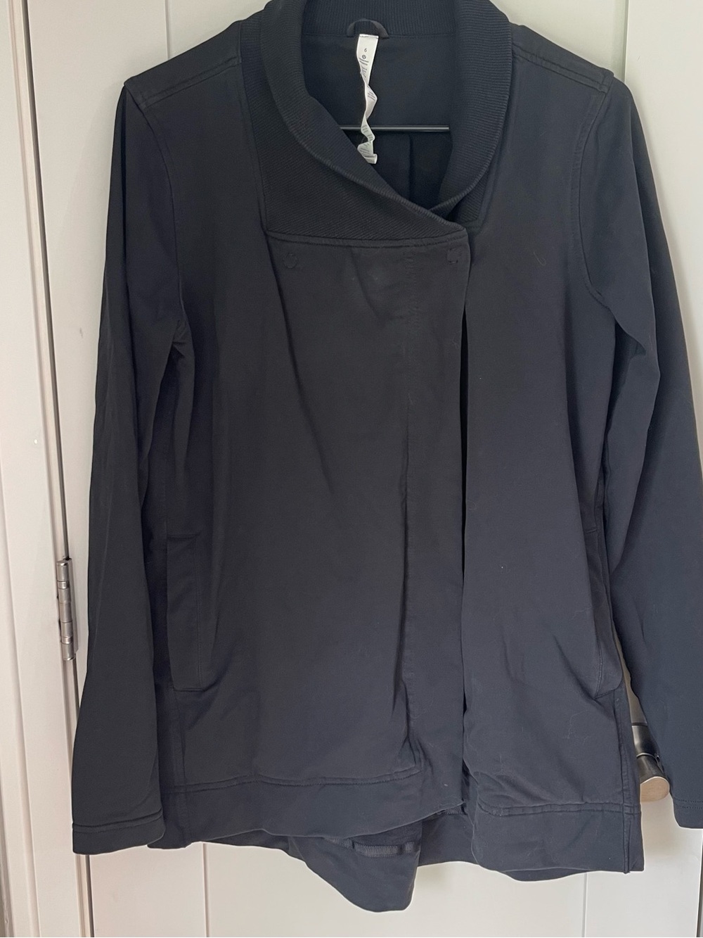 Lululemon Belle Wrap Black Jacket Size 6 Athletic Asymmetrical Cardigan